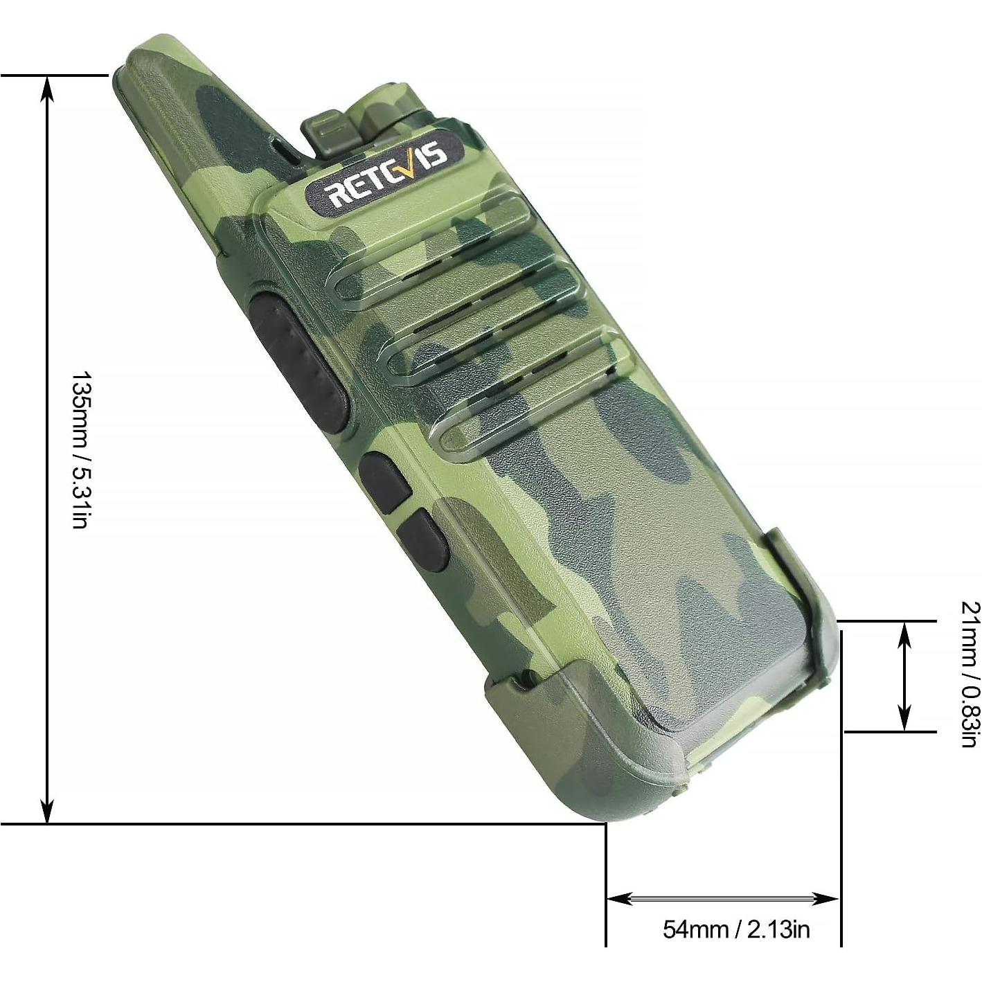 Walkie Talkies Retevis RT22 Recargables 4 Unidades Camuflaje