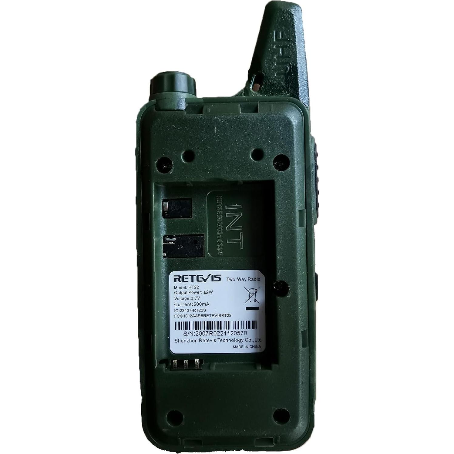 Walkie Talkies Retevis RT22 Recargables 4 Unidades Camuflaje