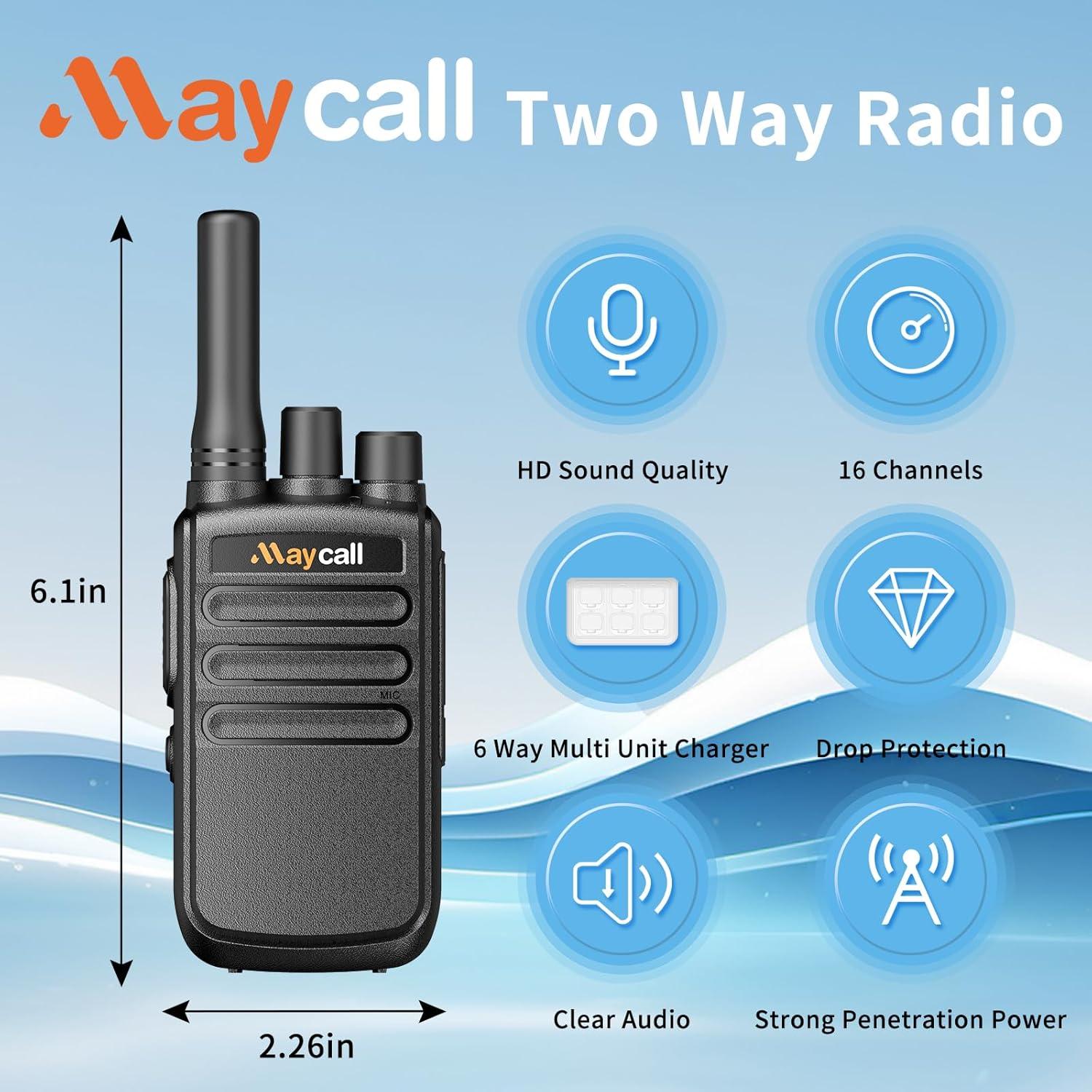 Walkie Talkies Maycall MC-558 Paquete de 6 con Auriculares