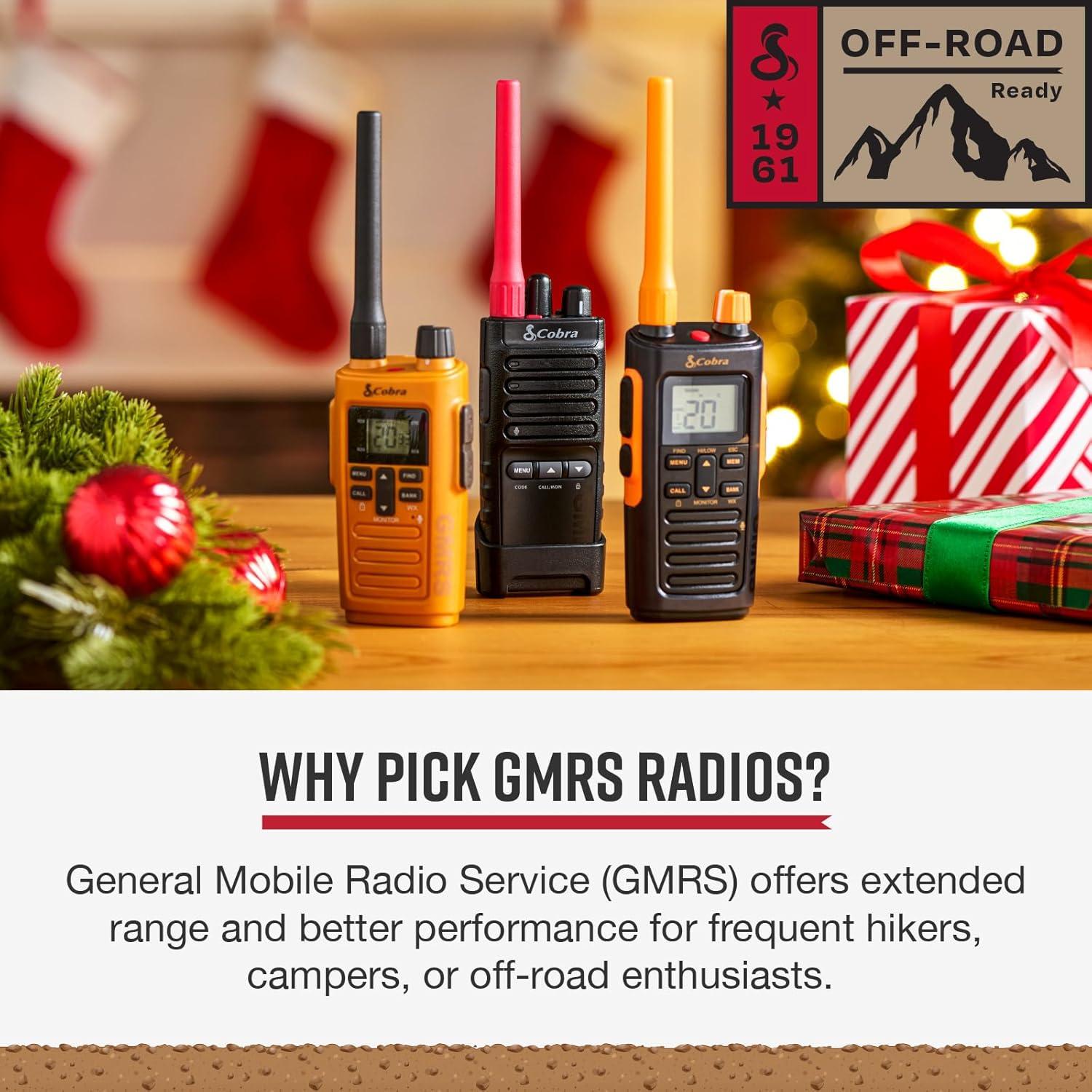 Walkie Talkies Cobra TrailBlazer 500 GMRS - Paquete de 2, 16h Batería, IP54