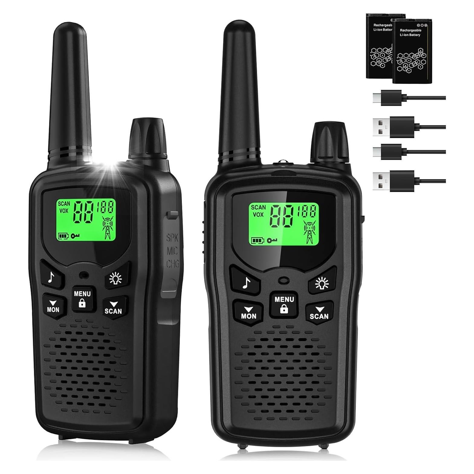 Walkie Talkies JIANUA Recargables 2 Paquete Negro 22 Canales