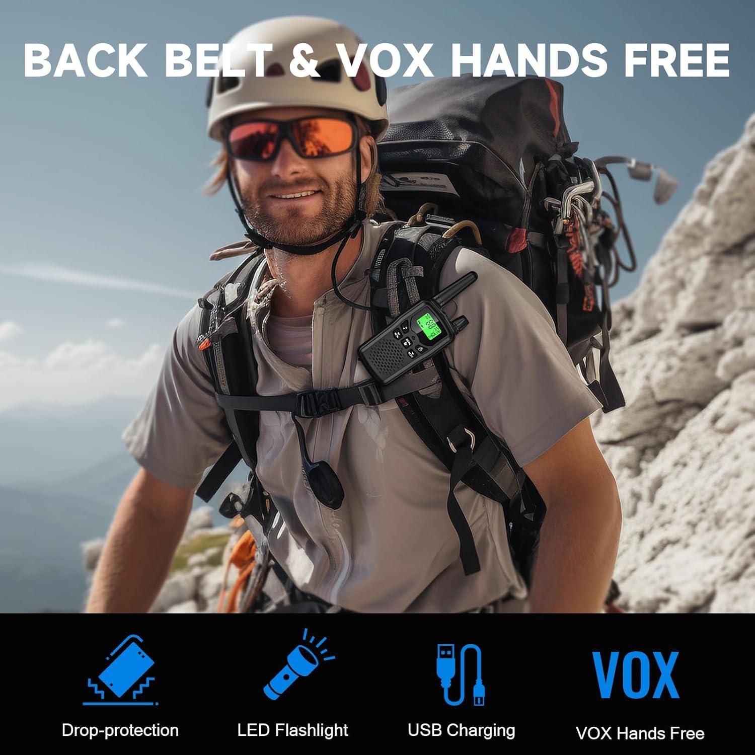 Walkie Talkies JIANUA Recargables 2 Paquete Negro 22 Canales