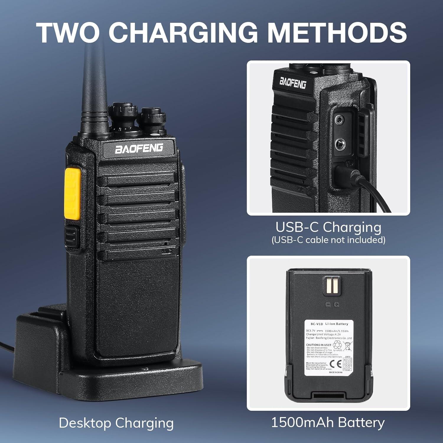 Walkie Talkies BAOFENG V1D UHF 4 Paquetes con Batería USB-C