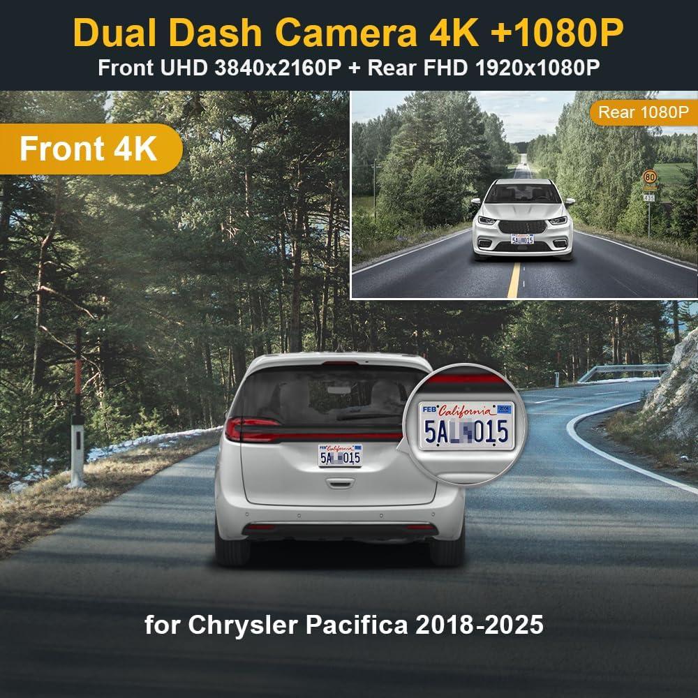 Cámara de Salpicadero Fitcamx HD 4K Frontal + 1080P Trasera