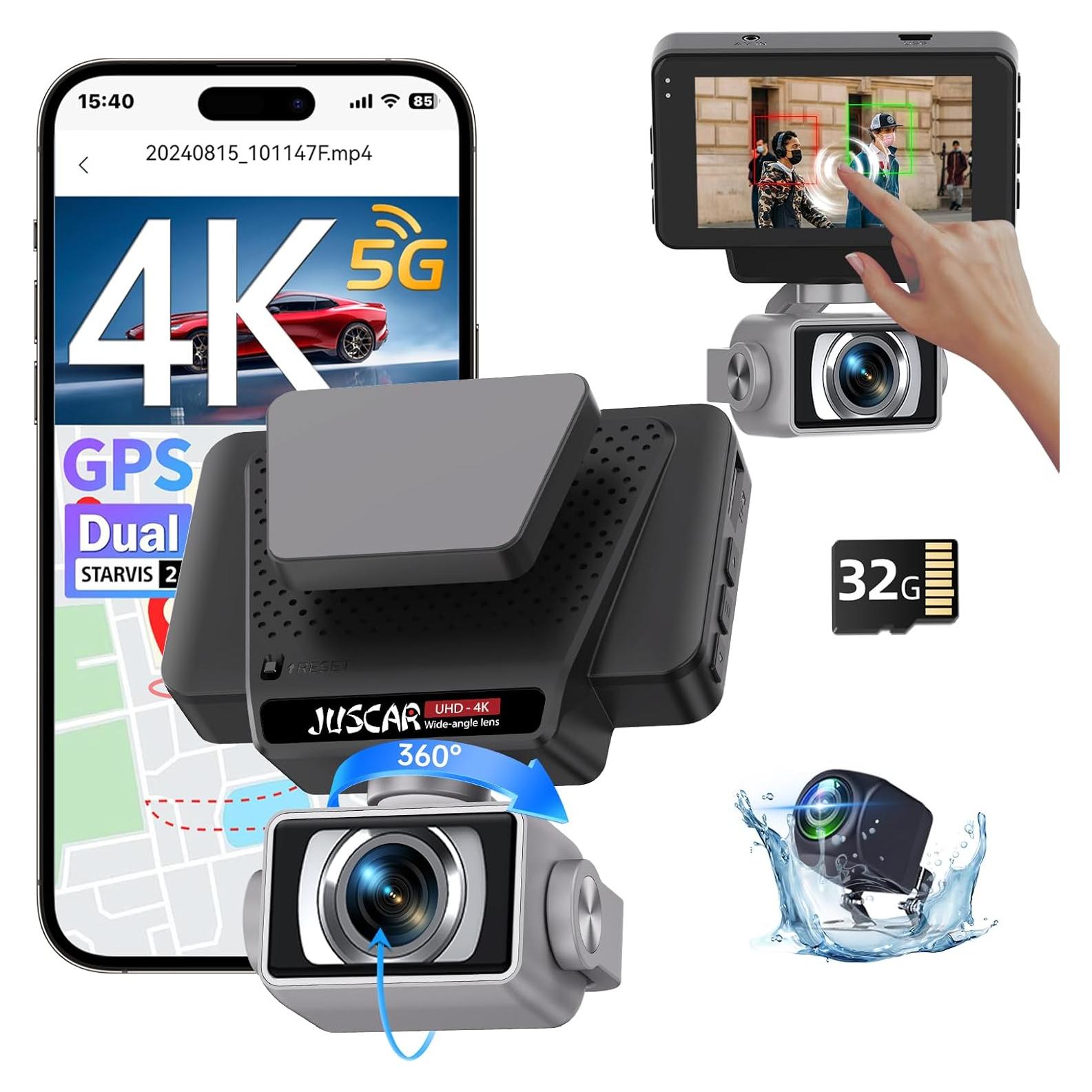 Cámara Dash 5G Juscar Doble 4K+1080P con GPS y Pantalla Táctil