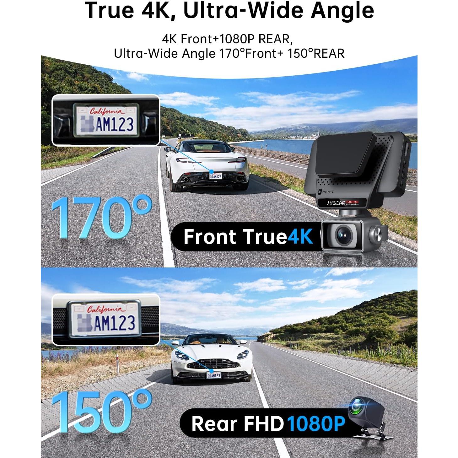 Cámara Dash 5G Juscar Doble 4K+1080P con GPS y Pantalla Táctil