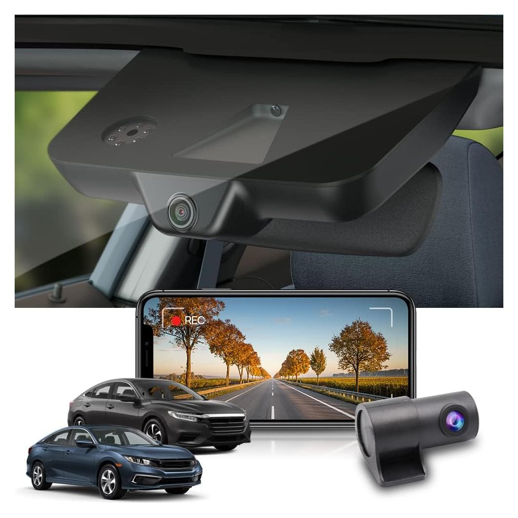 Cámara de Salpicadero Fitcamx 4K Frontal + 1080P Trasera para Honda Civic 2016-2021 & Insight 2019-2022
