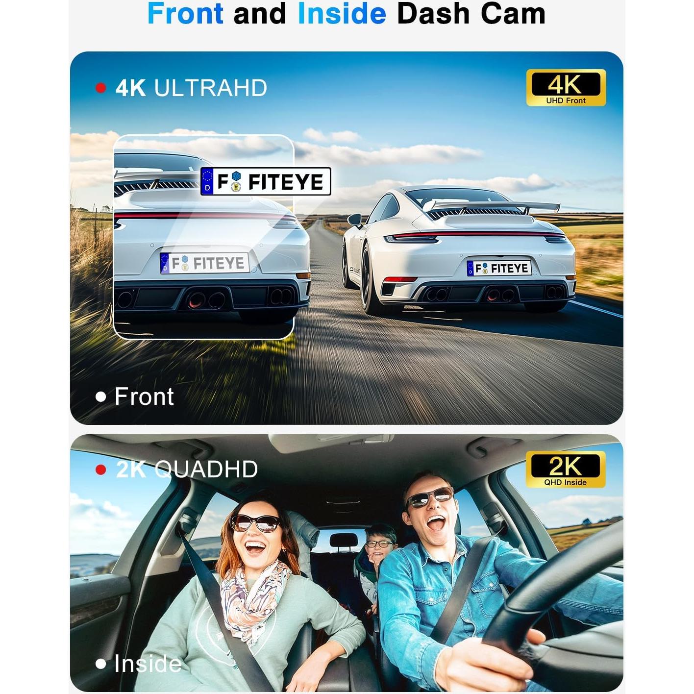 Cámara Dash 4K Fiteye FT-VD004 con GPS y WiFi, 3 Canales