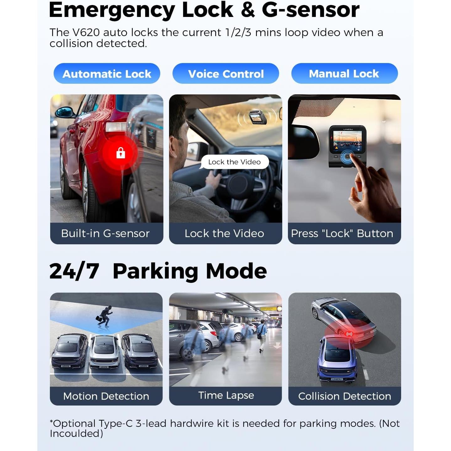 Cámara Dash 4K LINGDU V620 con GPS y Visión Nocturna