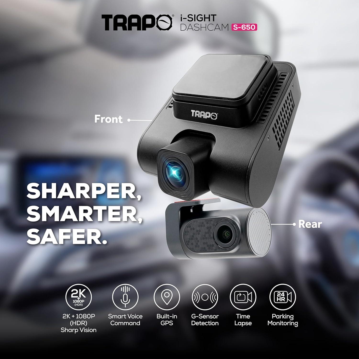 Cámara Dash Trapo S650 Doble Lente 2K HDR GPS Wi-Fi
