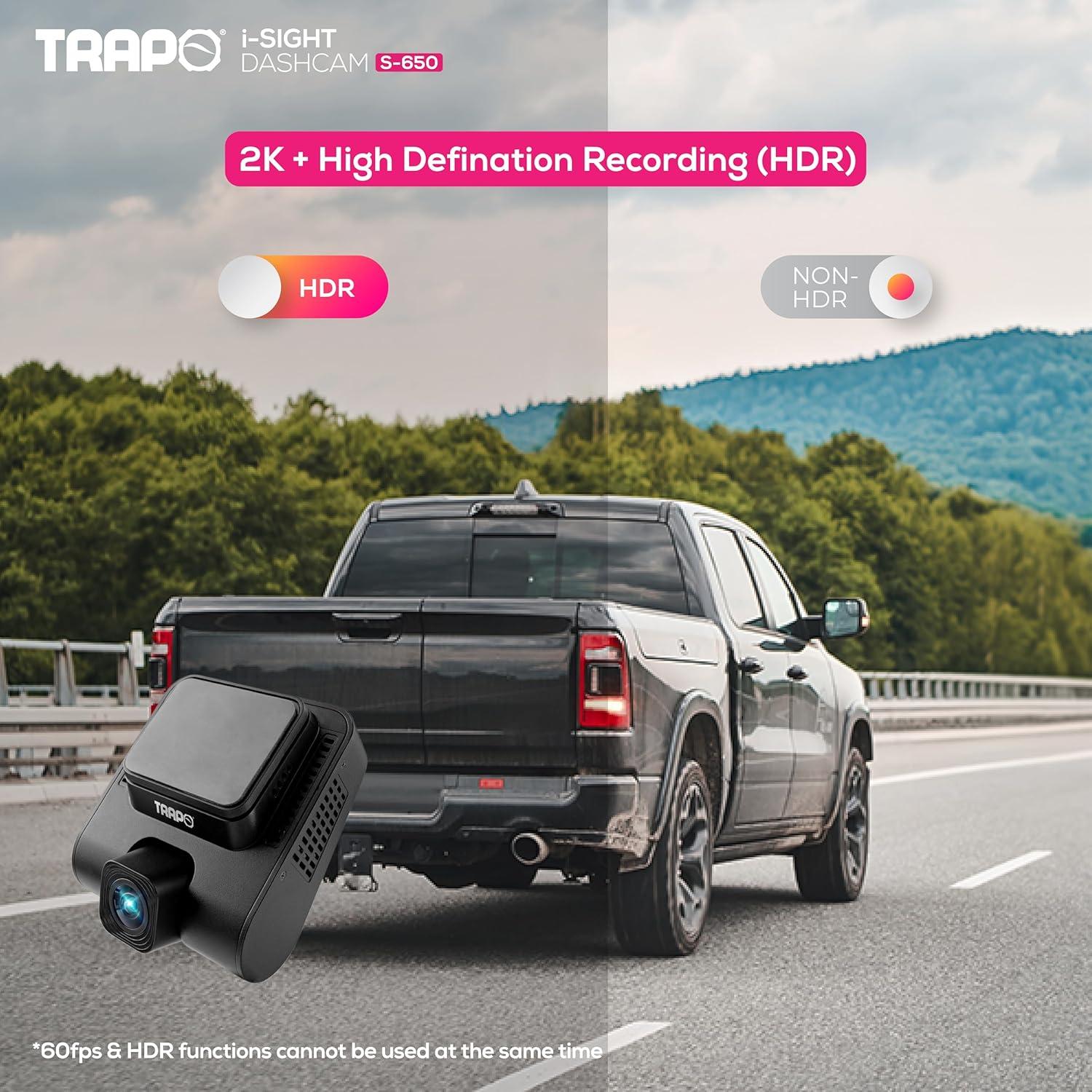 Cámara Dash Trapo S650 Doble Lente 2K HDR GPS Wi-Fi