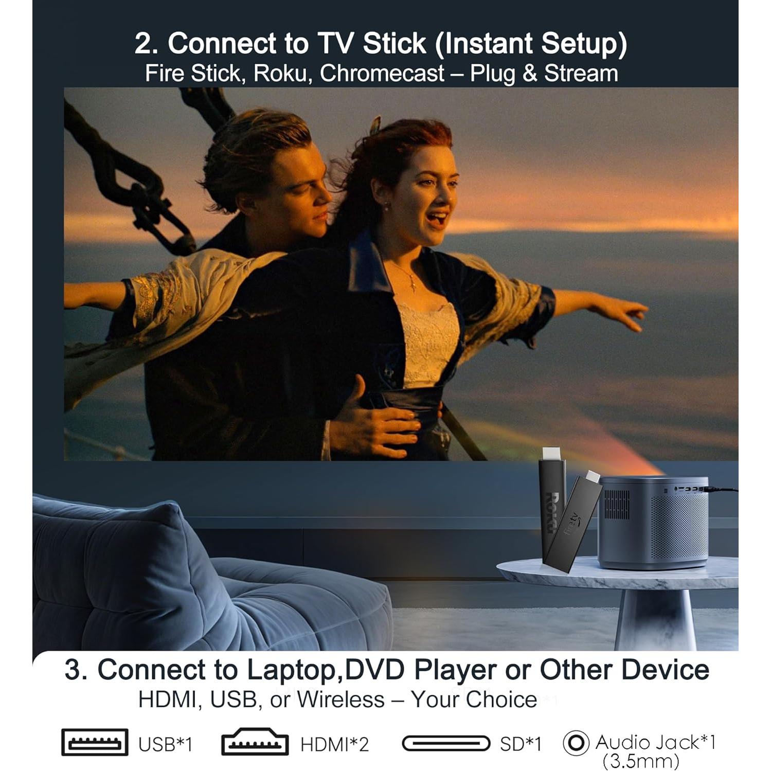 Proyector Mini Miroir M416 HD Portátil con Altavoz Integrado