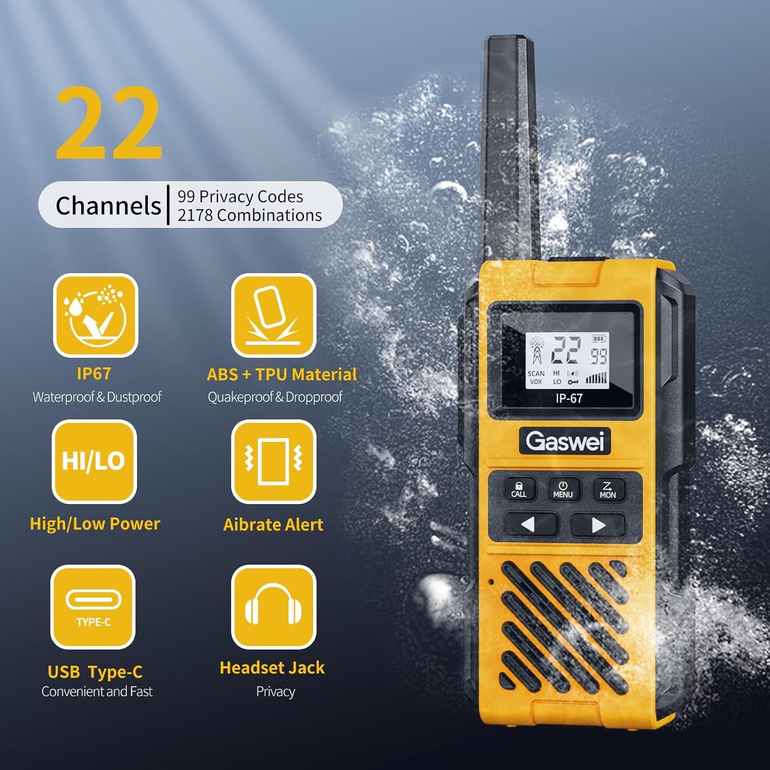 Walkie Talkies Gaswei G1pro IP67 Flotantes 4 Unidades