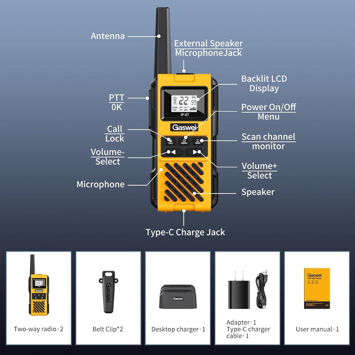 Walkie Talkies Gaswei G1pro IP67 Flotantes 4 Unidades
