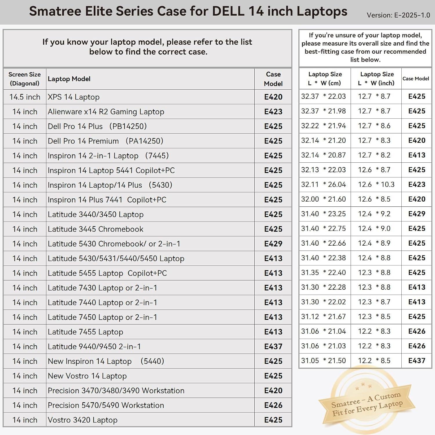 Funda para Laptop Smatree DELL Pro 14 PA14250 Negra E413