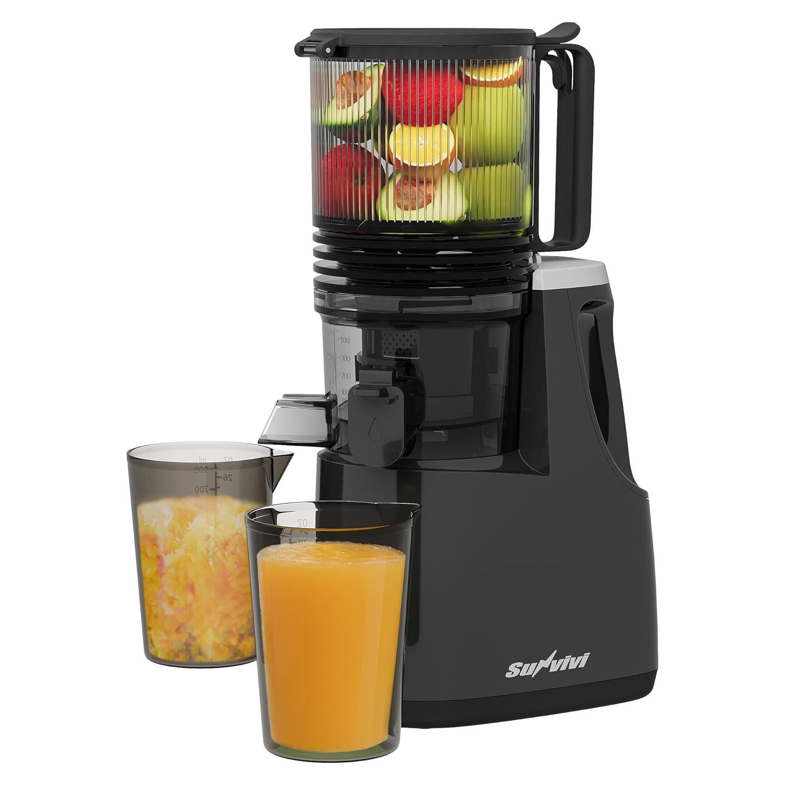 Extractor de Jugo Lento SUNVIVI 250W con Embudo 15cm Fácil Limpieza