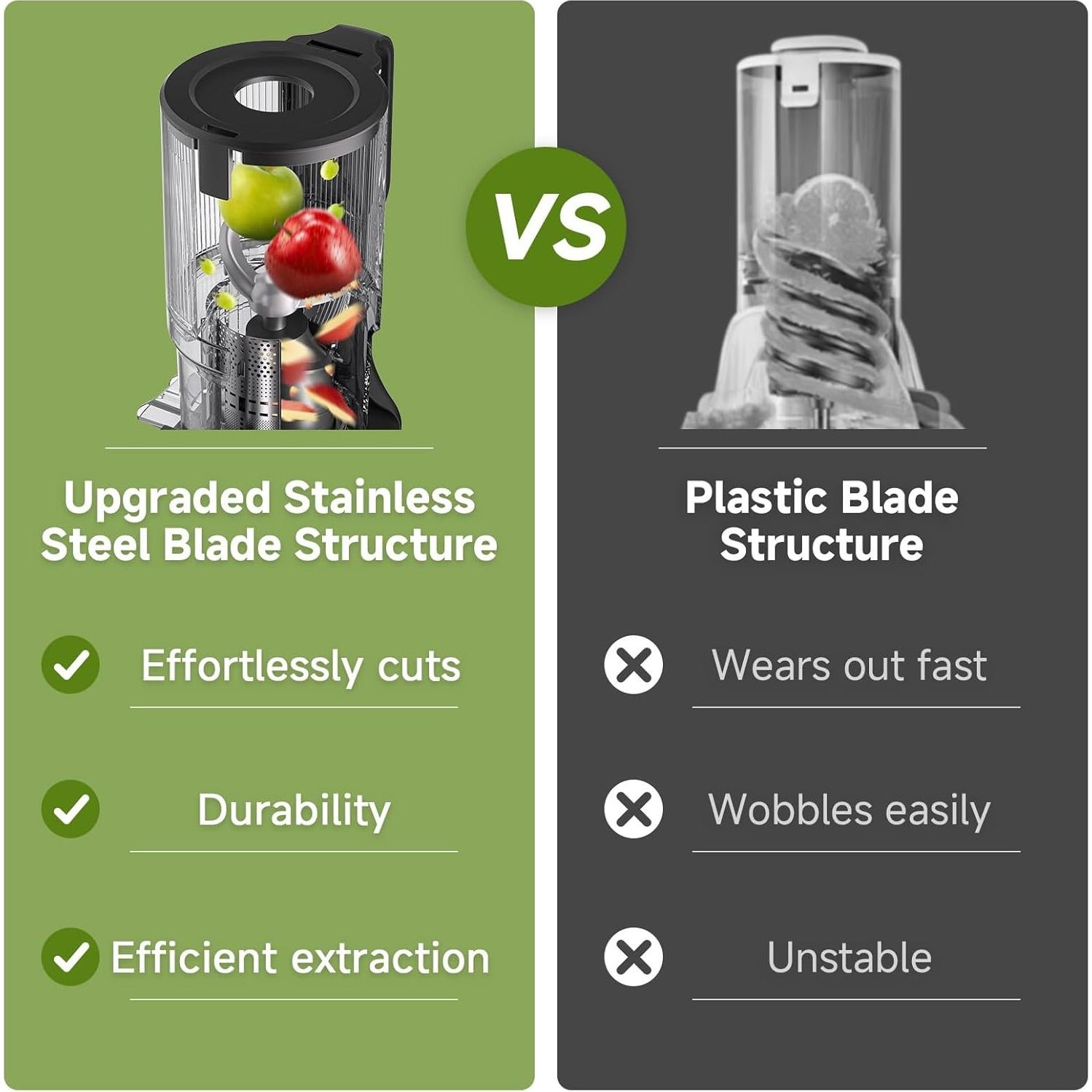 Extractor de Jugo AMZCHEF ZM1902B, Acero Inoxidable, 200W