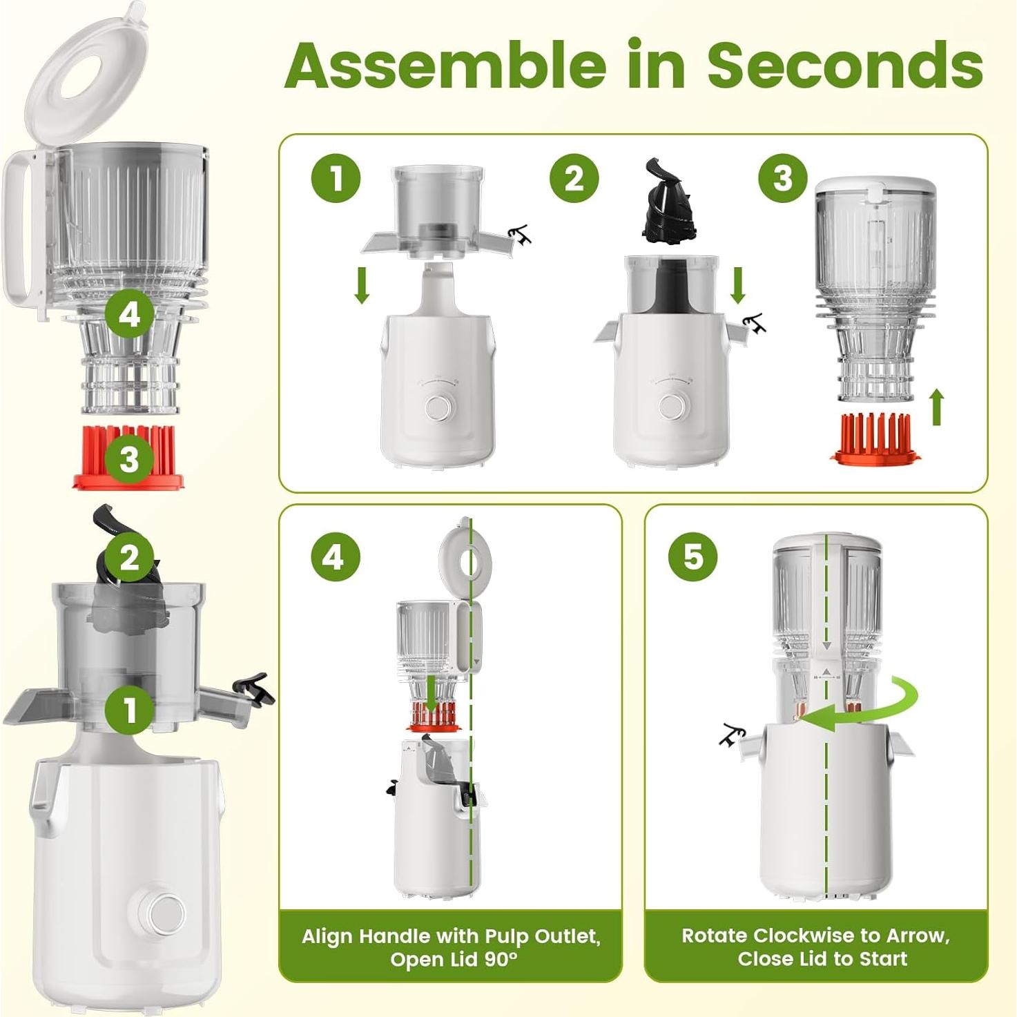 Extractor de Jugo Frío IIUIPI 300W 2L Blanco, 5.3" Alimentación