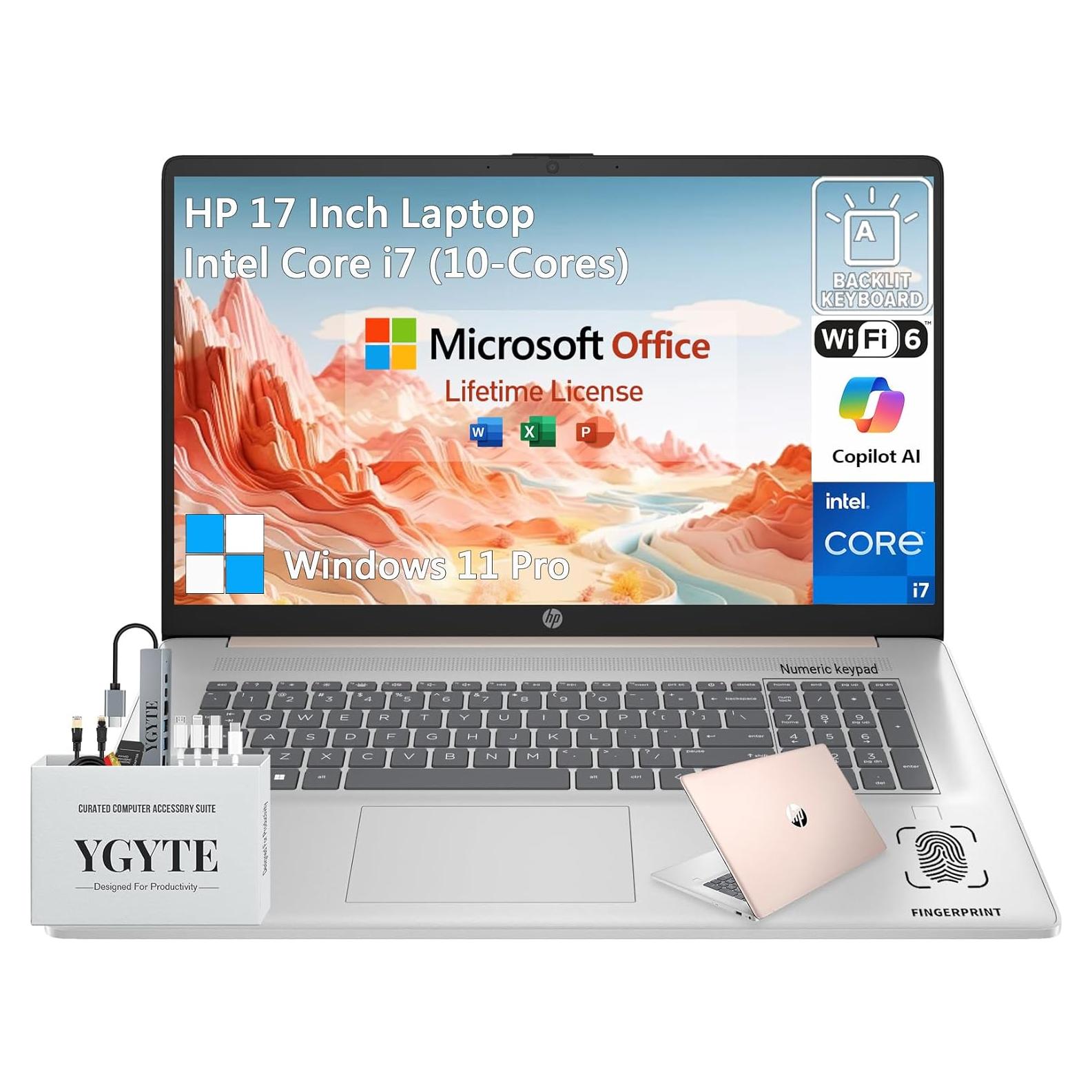 Laptop HP 17.3" Táctil i7 64GB RAM 2TB SSD Windows 11 Pro Oro Rosa