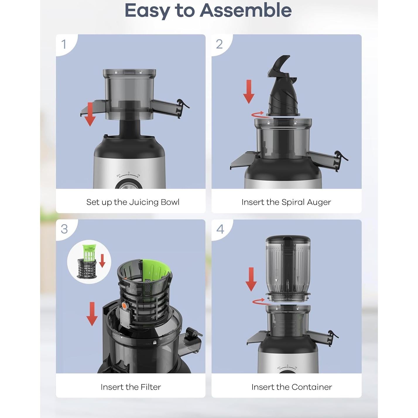 Exprimidor Masticador Ganiza GJ10 Plata 1.2kg 350W Fácil Limpieza