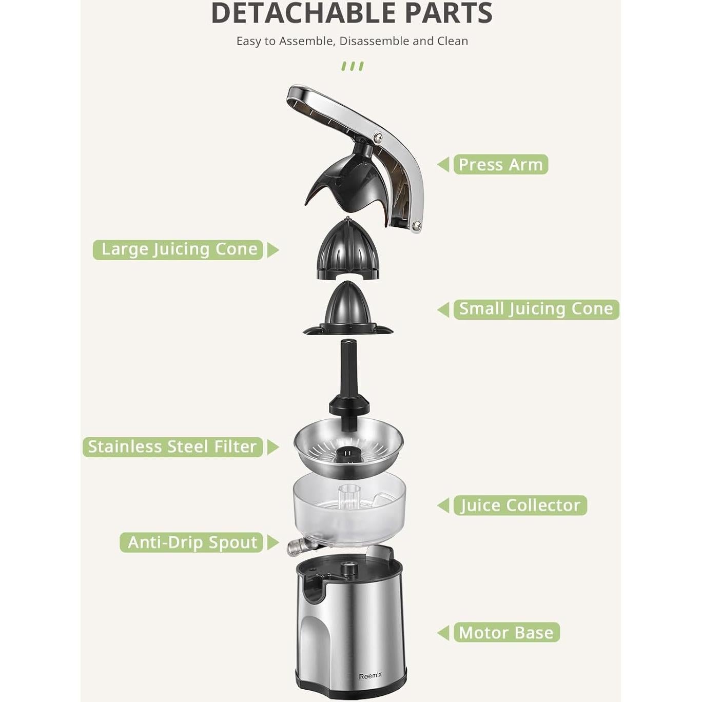 Exprimidor Eléctrico de Cítricos Reemix SG-85W - Acero Inoxidable