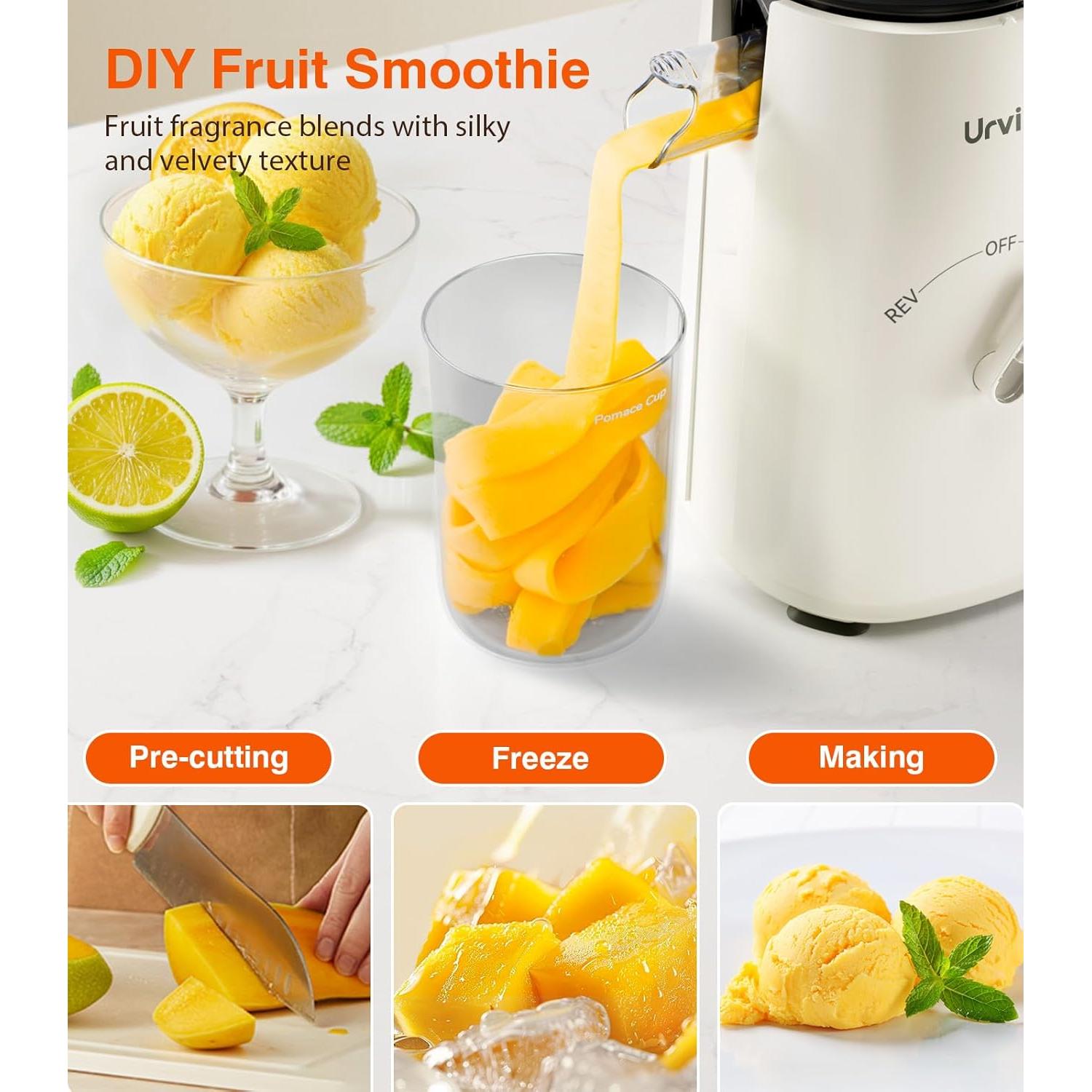 Extractor de Jugo URVIBY 2-en-1 Prensa Fría 250W 1.5L