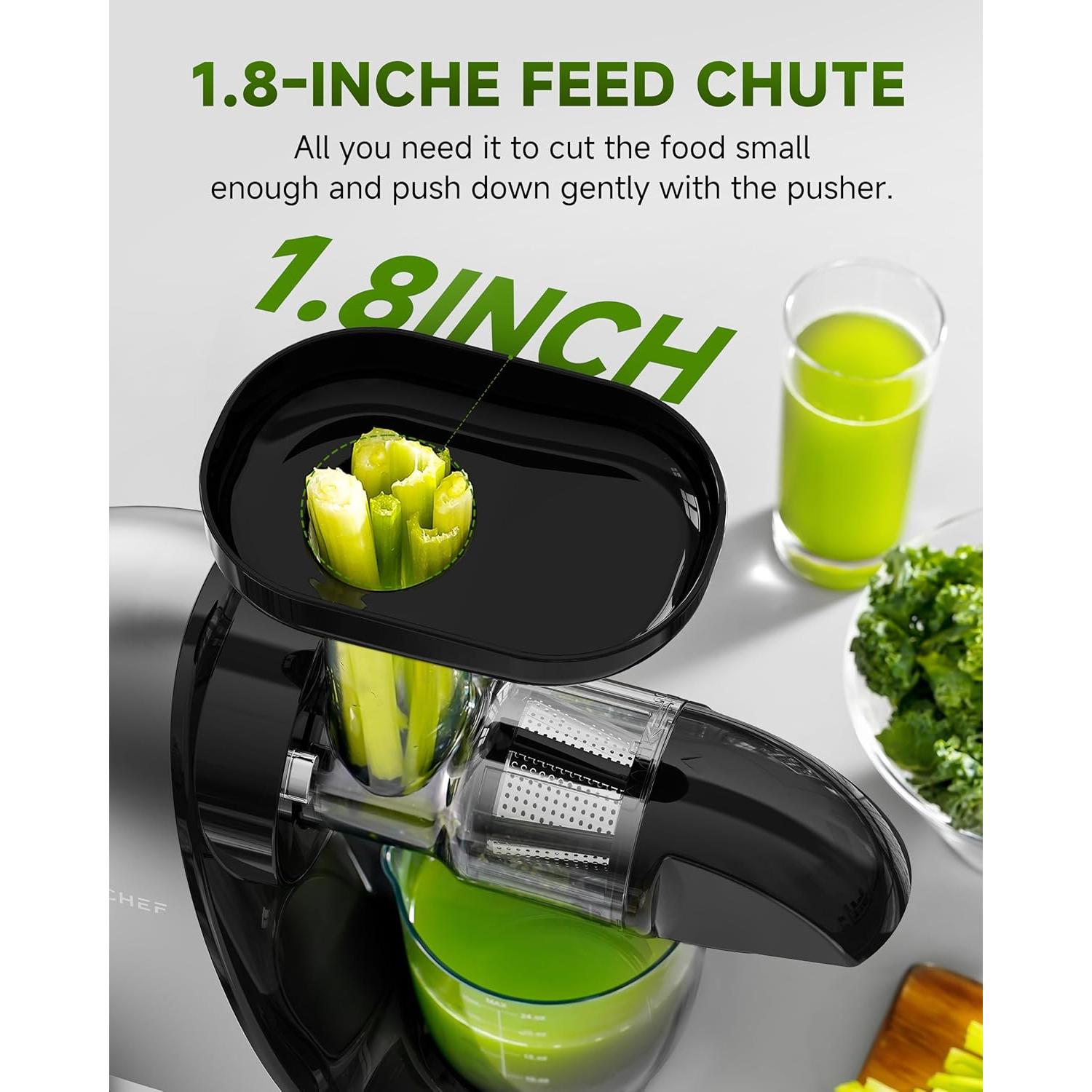 Exprimidor Masticador AMZCHEF ZM1501 Gris 150W Fácil Limpieza