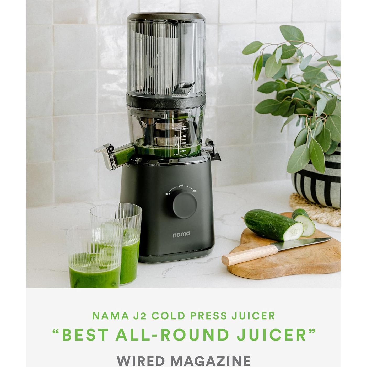 Nama J2 Cold Press Juicer – Self Feeding for Hands-Free Operation with Wide Mouth Hopper for Whole Recipe Loading, Zero Waste Masticating Juicer For More Juice, Less Pulp – Easy Cleanup & Assembly