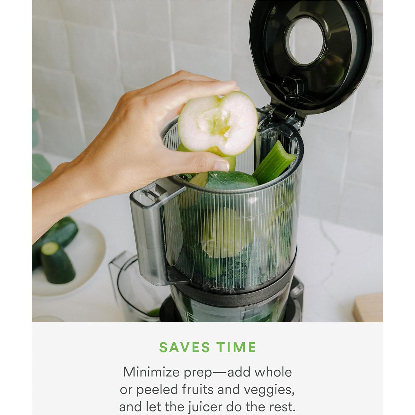 Nama J2 Cold Press Juicer – Self Feeding for Hands-Free Operation with Wide Mouth Hopper for Whole Recipe Loading, Zero Waste Masticating Juicer For More Juice, Less Pulp – Easy Cleanup & Assembly