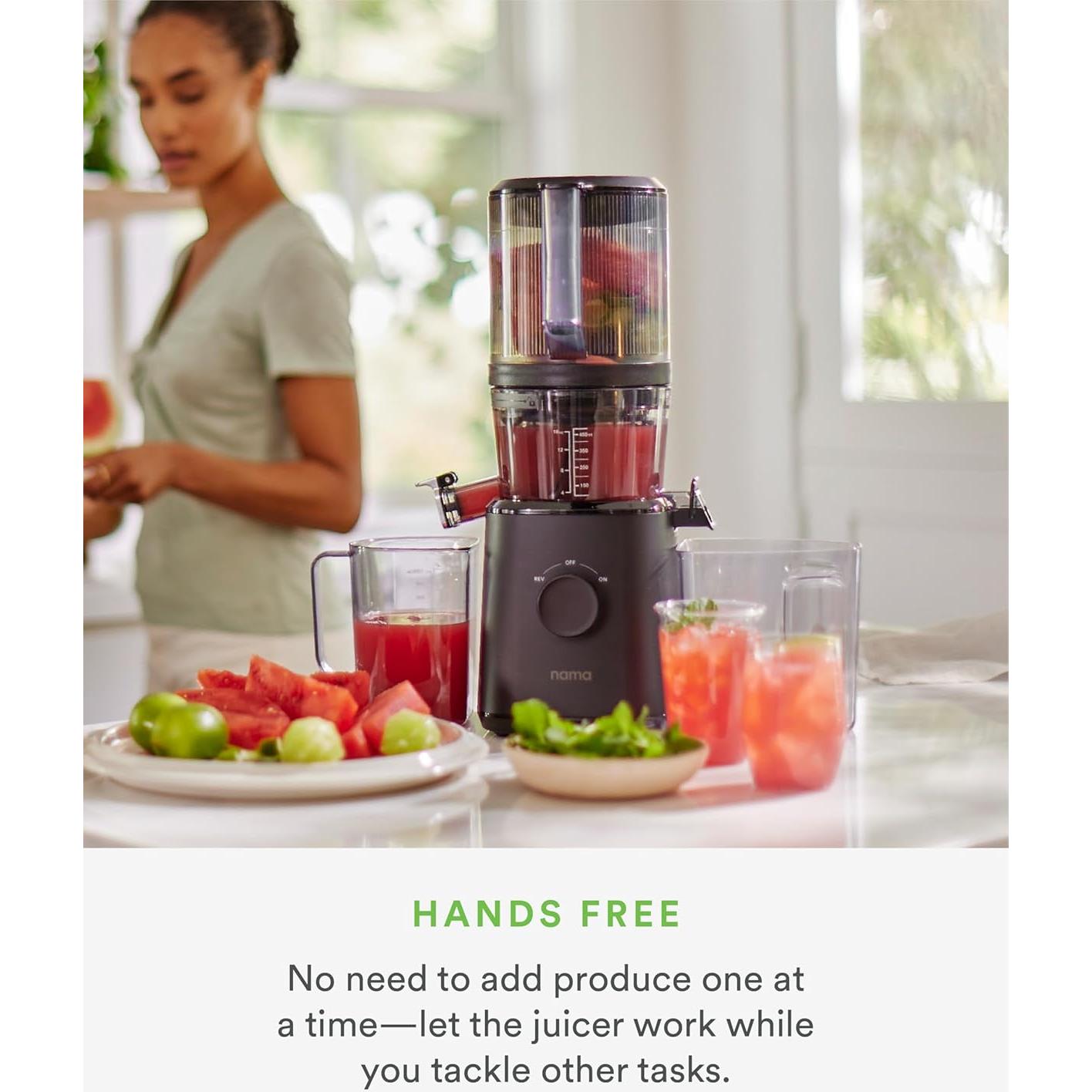 Nama J2 Cold Press Juicer – Self Feeding for Hands-Free Operation with Wide Mouth Hopper for Whole Recipe Loading, Zero Waste Masticating Juicer For More Juice, Less Pulp – Easy Cleanup & Assembly