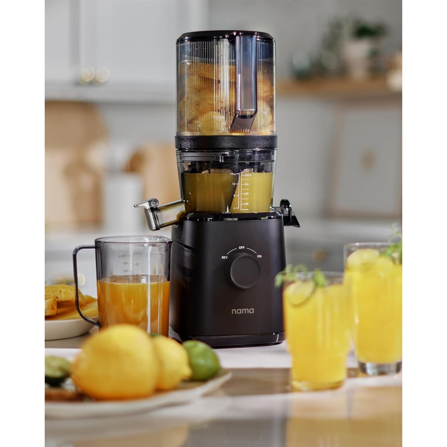 Nama J2 Cold Press Juicer – Self Feeding for Hands-Free Operation with Wide Mouth Hopper for Whole Recipe Loading, Zero Waste Masticating Juicer For More Juice, Less Pulp – Easy Cleanup & Assembly