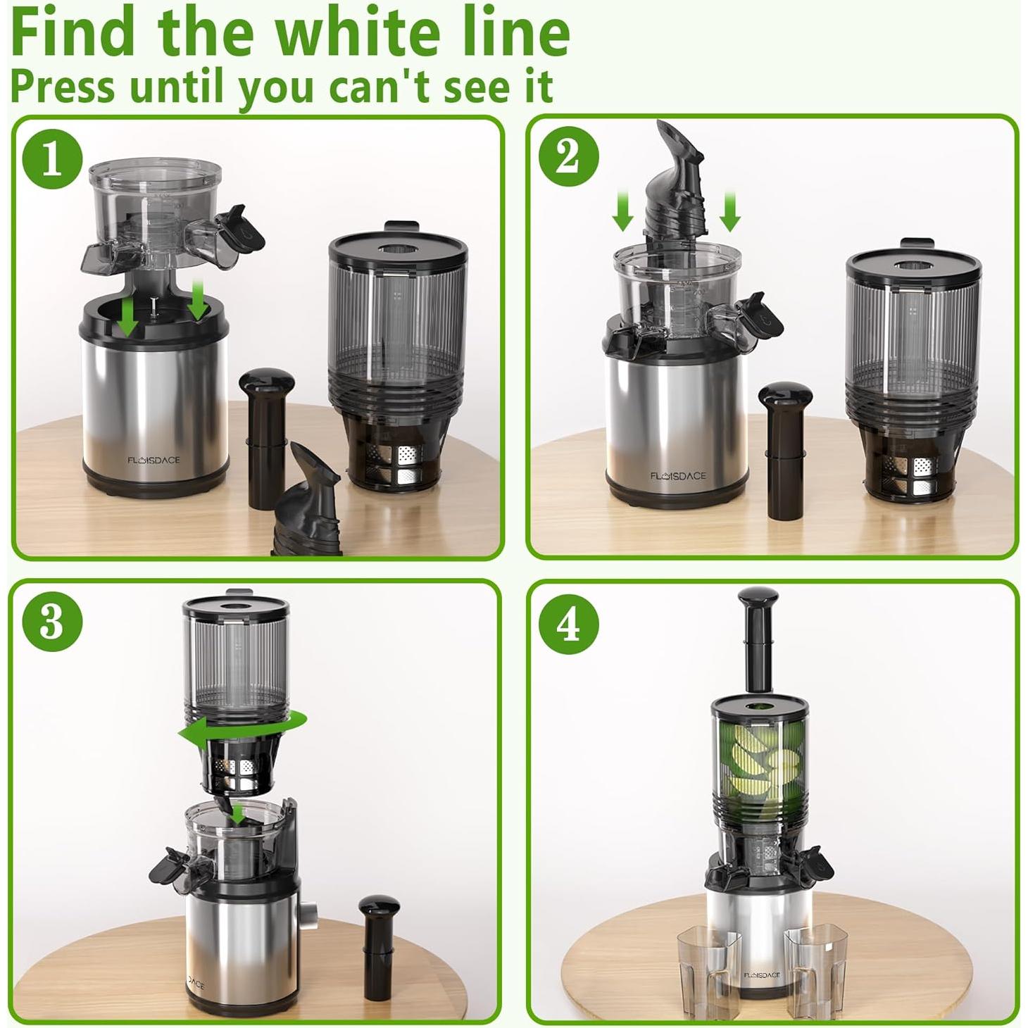 Extractor de Jugo Masticador Floisdace JE120 - 350W, 16.51 cm