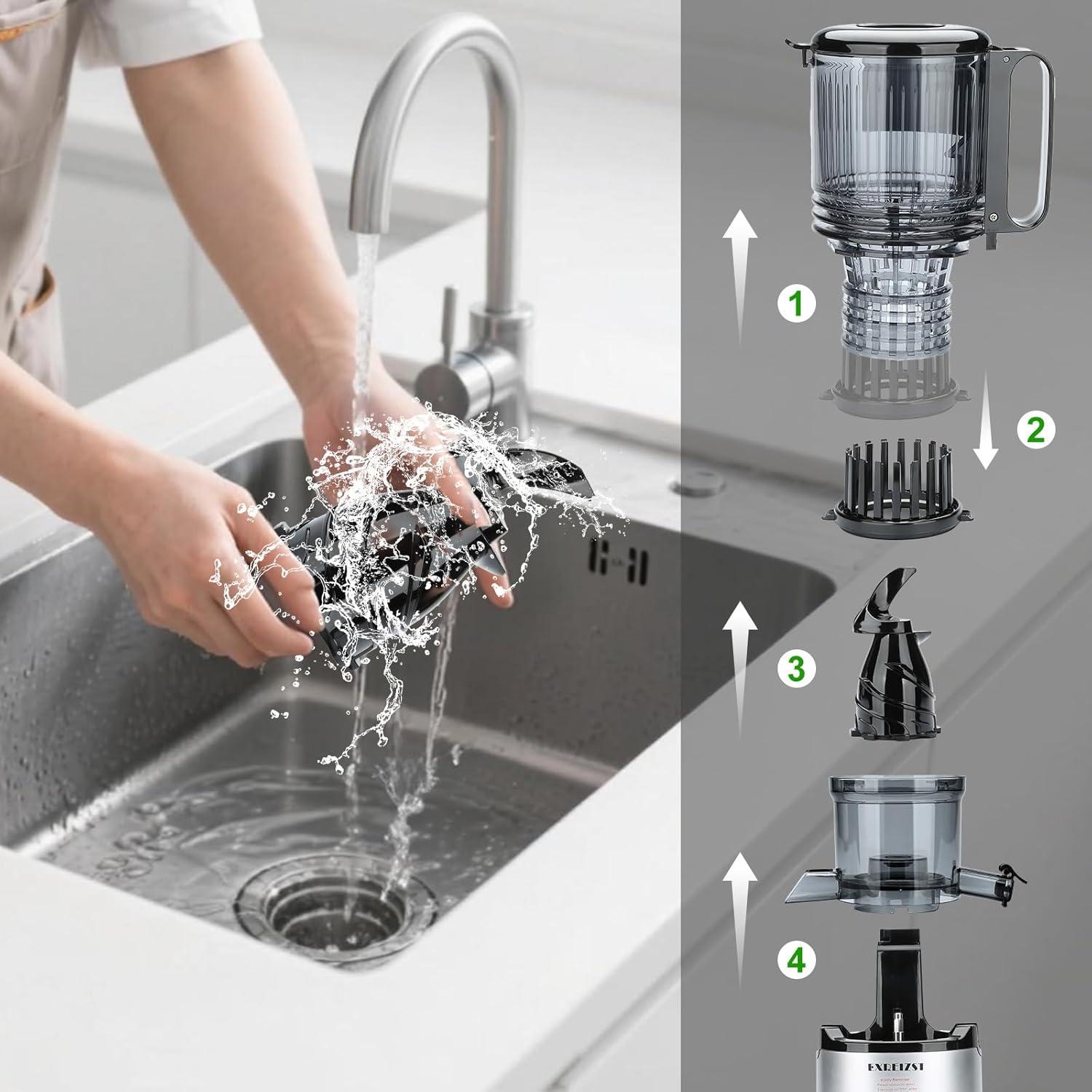 Exprimidor Lento EXREIZST 300W Prensa Fría 5.3" Saludable