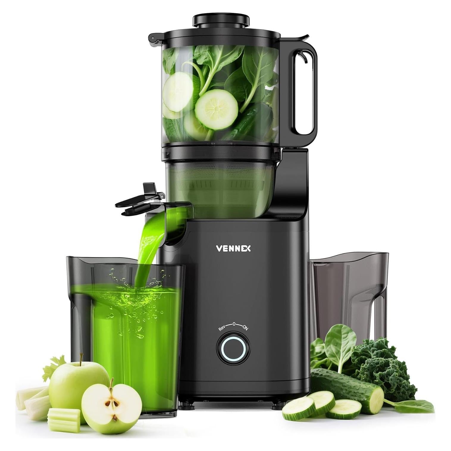 Exprimidor de Prensa en Frío VENNEX 50 oz Negro Doble Tornillo