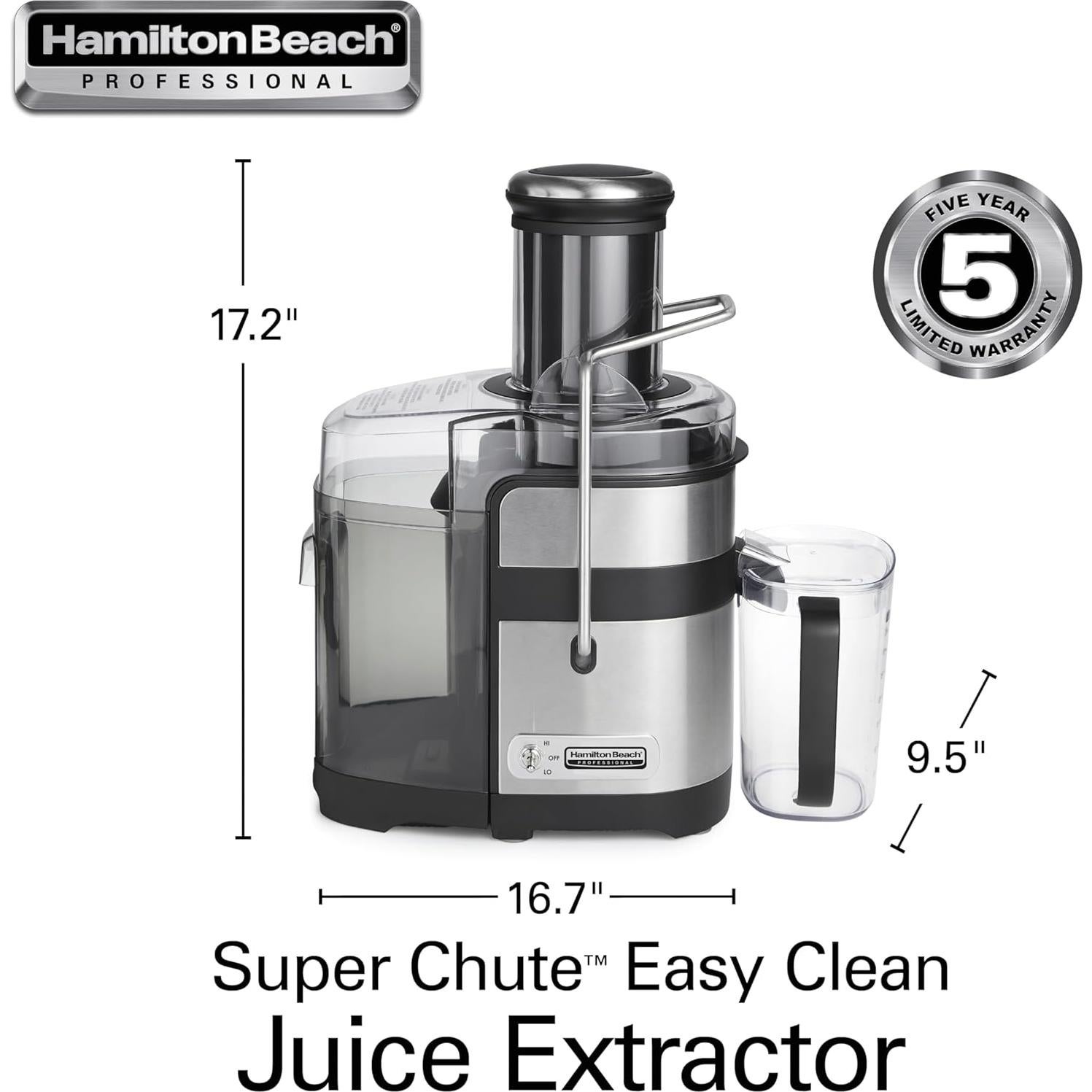 Extractor de Jugo Hamilton Beach 1100W con Conducto 8.9cm