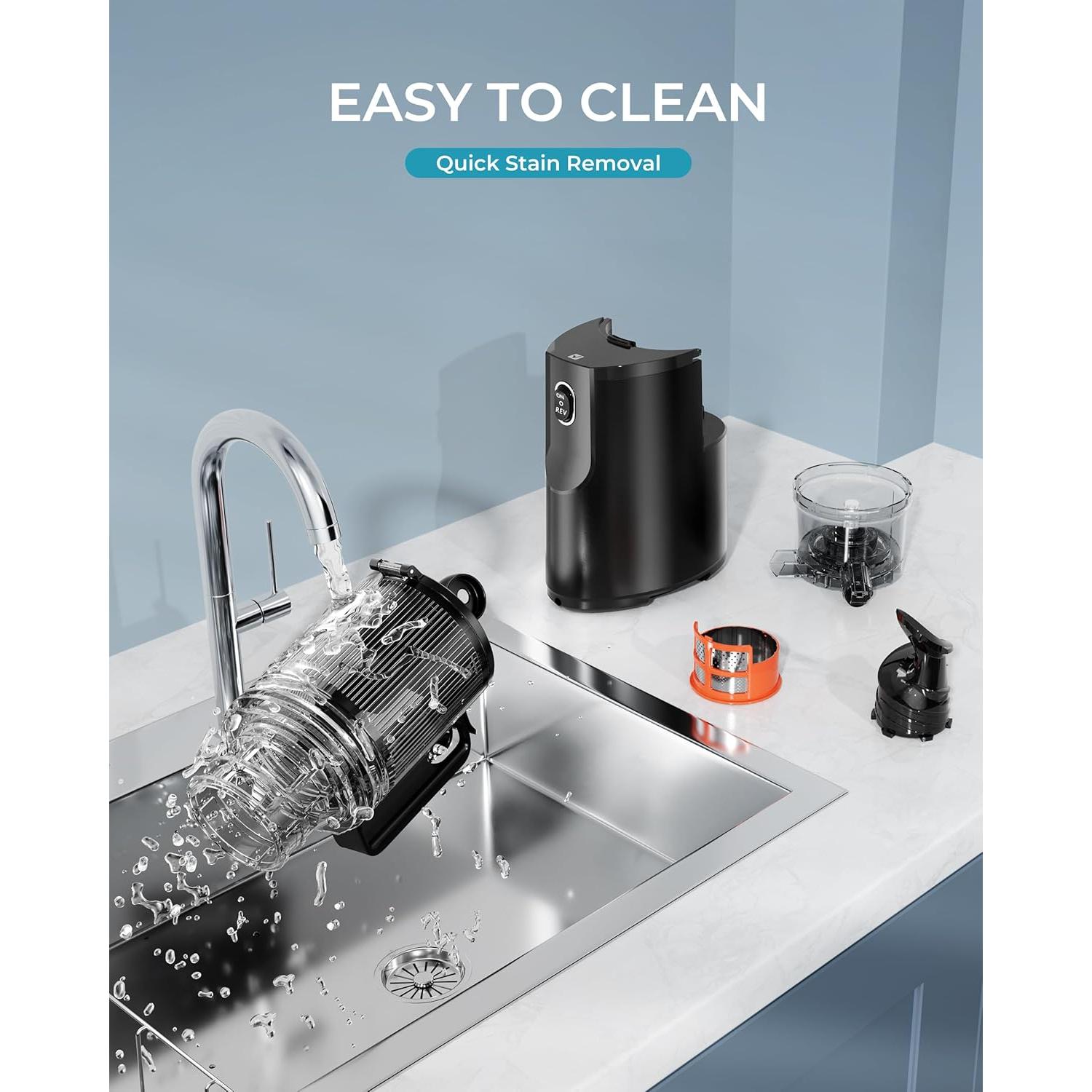 Extractor de Jugo Frío EUHOMY 250W 1.77L Toma Grande Negro