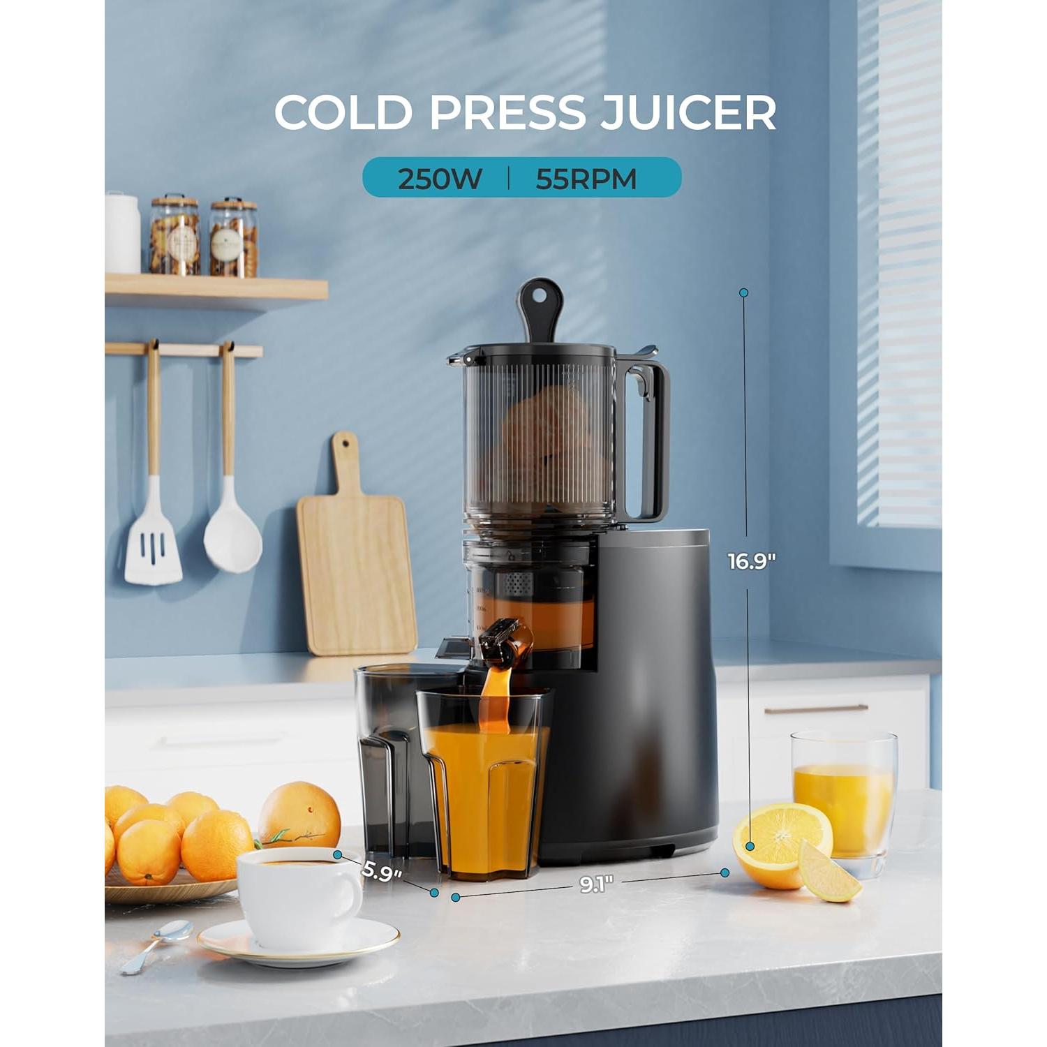 Extractor de Jugo Frío EUHOMY 250W 1.77L Toma Grande Negro