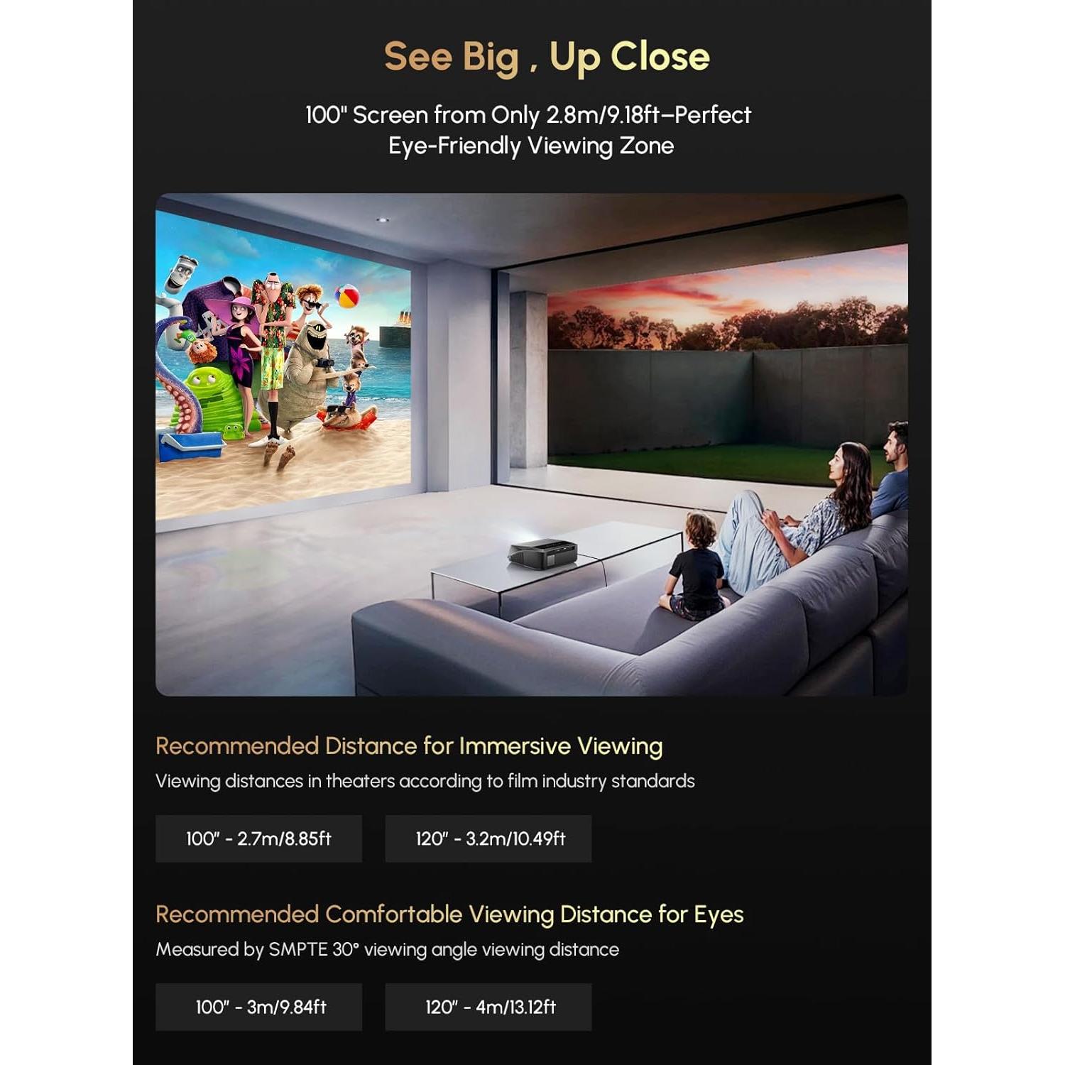 Proyector Inteligente CAIWEI 4K Ultra HD 1800 Lúmenes WiFi 6