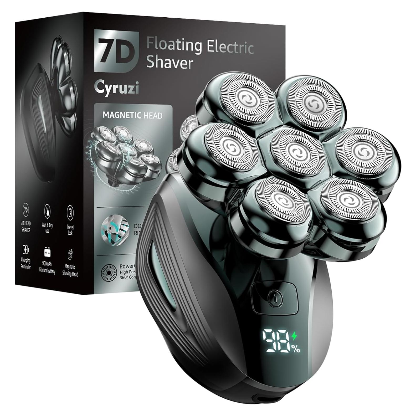 Afeitadora Eléctrica Cyruzi MS-689 7D Impermeable IPX7 Verde Oliva