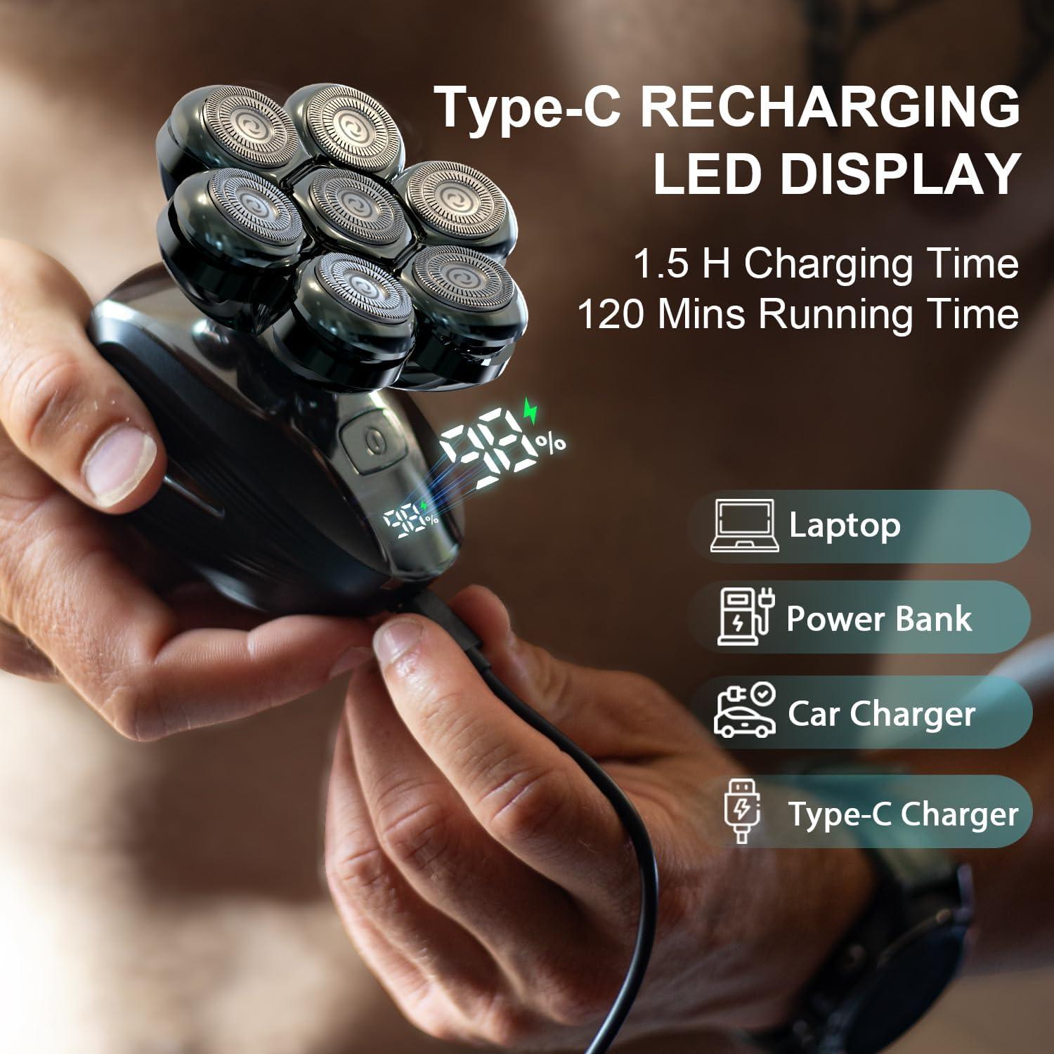 Afeitadora Eléctrica Cyruzi MS-689 7D Impermeable IPX7 Verde Oliva