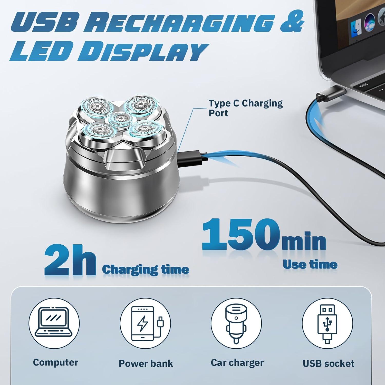 Afeitadora eléctrica Luctry RQ518 para cabeza calva 120 min