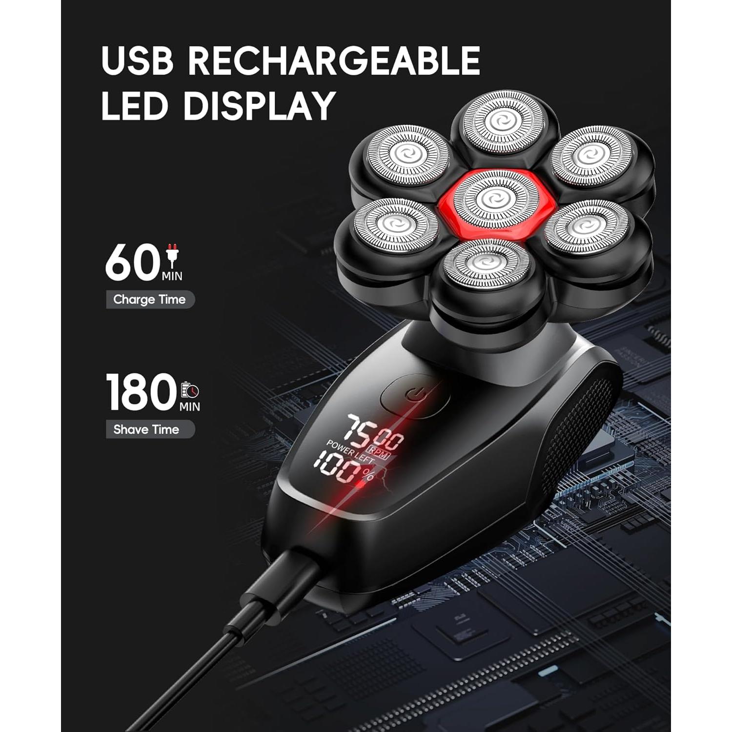 Afeitadora Eléctrica Rotativa 7D MALEGEBAZ Impermeable IPX8