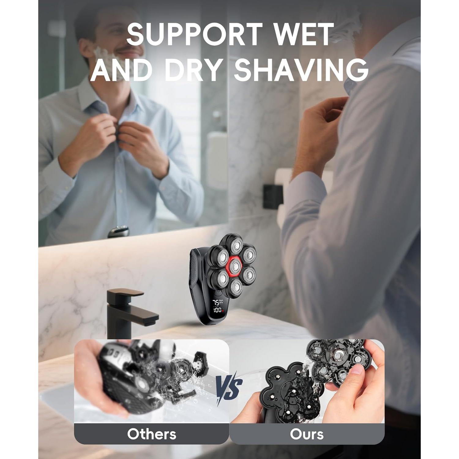 Afeitadora Eléctrica Rotativa 7D MALEGEBAZ Impermeable IPX8