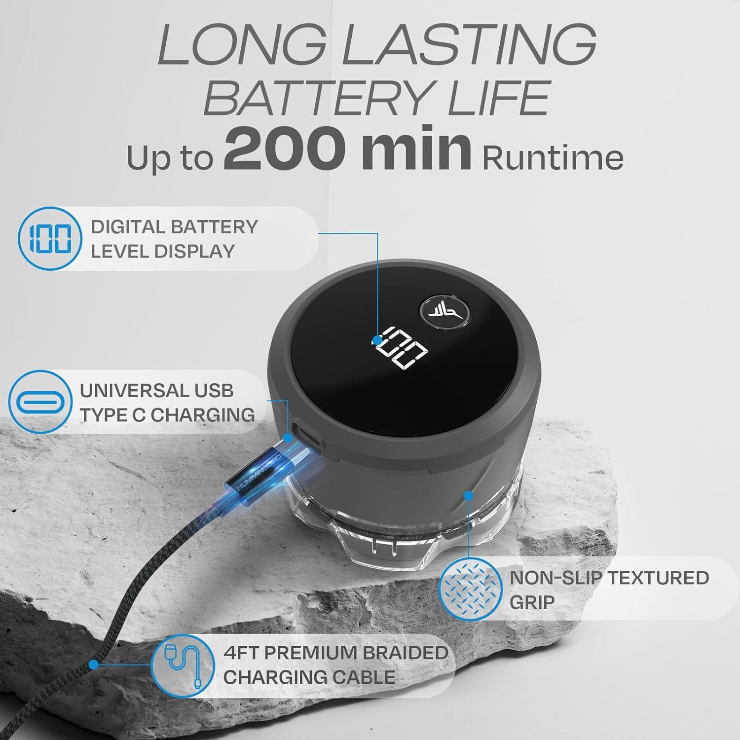 HUMMINGBIRD MK3 Stealth Edition Electric Head Shaver - No Nick Electric Razor for Men, Cordless USB C Rechargeable, Waterproof Wet/Dry Shave, 6 Blade Head, LED Display, Rotary Skull Shaver with Case