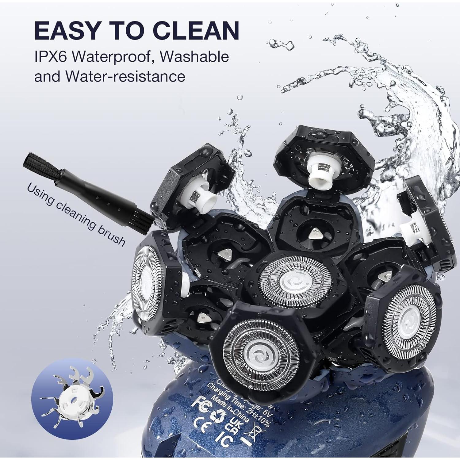 Afeitadora de Cabeza Wyklaus 7D Impermeable USB 5 en 1