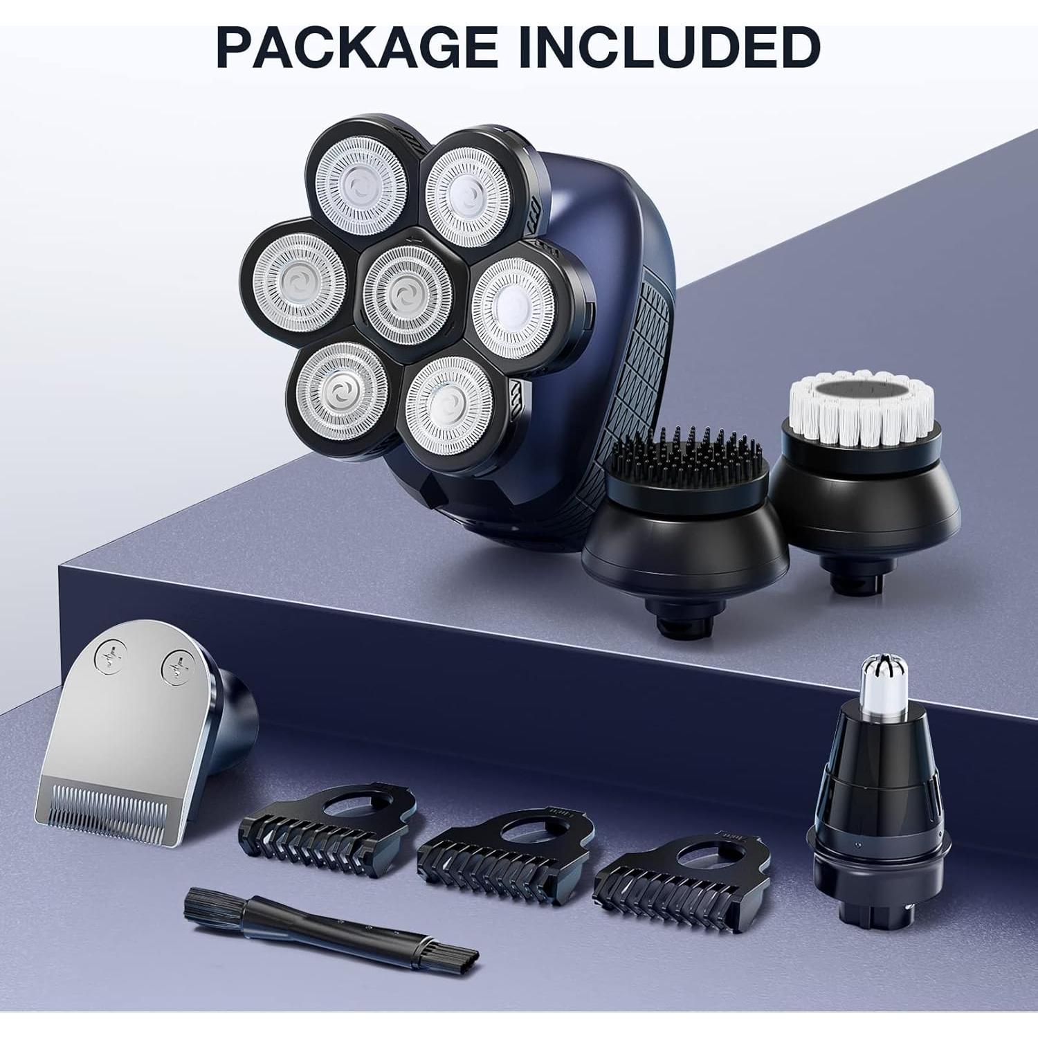 Afeitadora de Cabeza Wyklaus 7D Impermeable USB 5 en 1