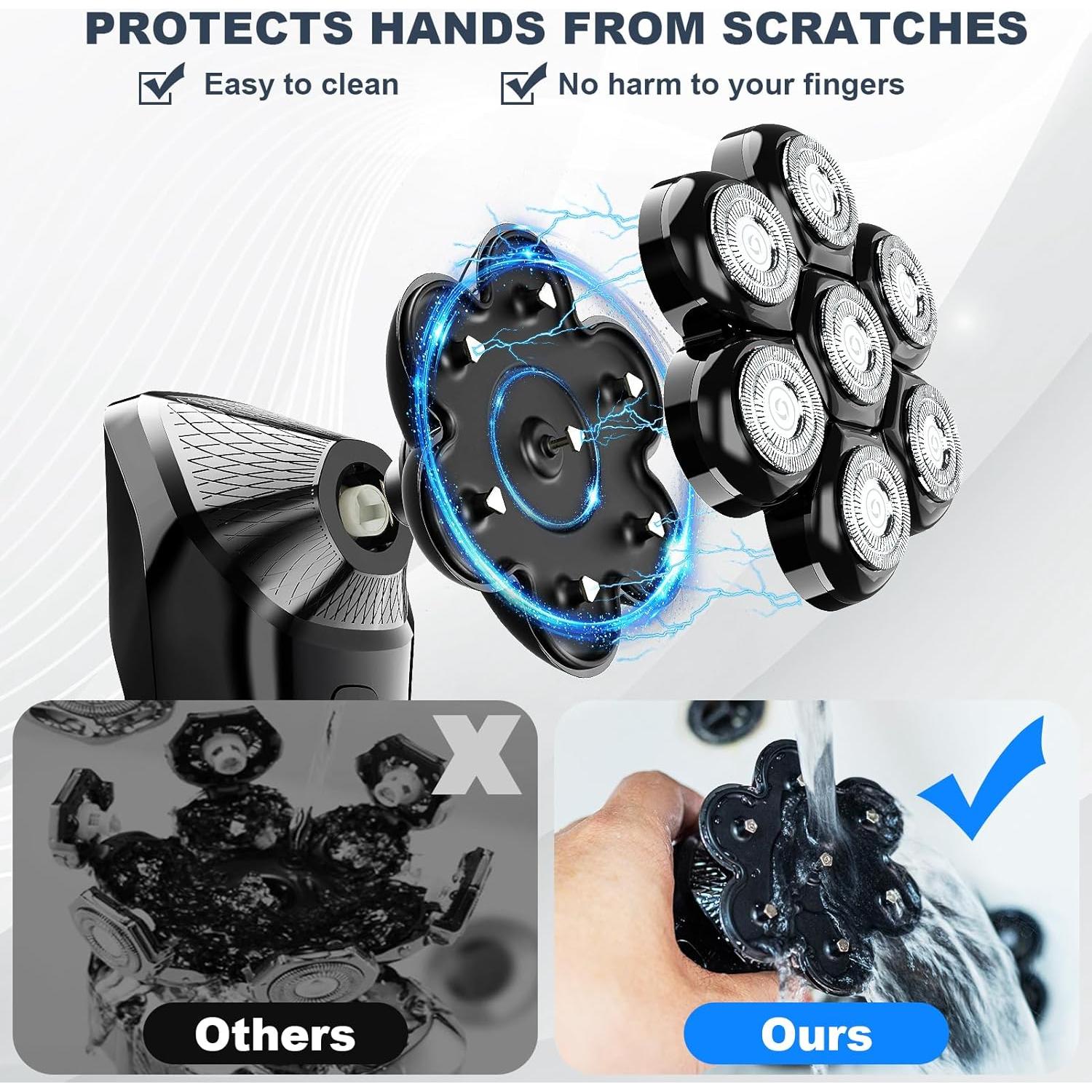 Afeitadora eléctrica Hexus para hombres calvos IPX7 5 en 1