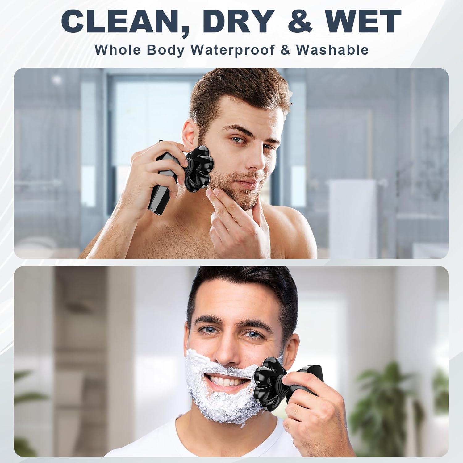 Afeitadora eléctrica Hexus para hombres calvos IPX7 5 en 1