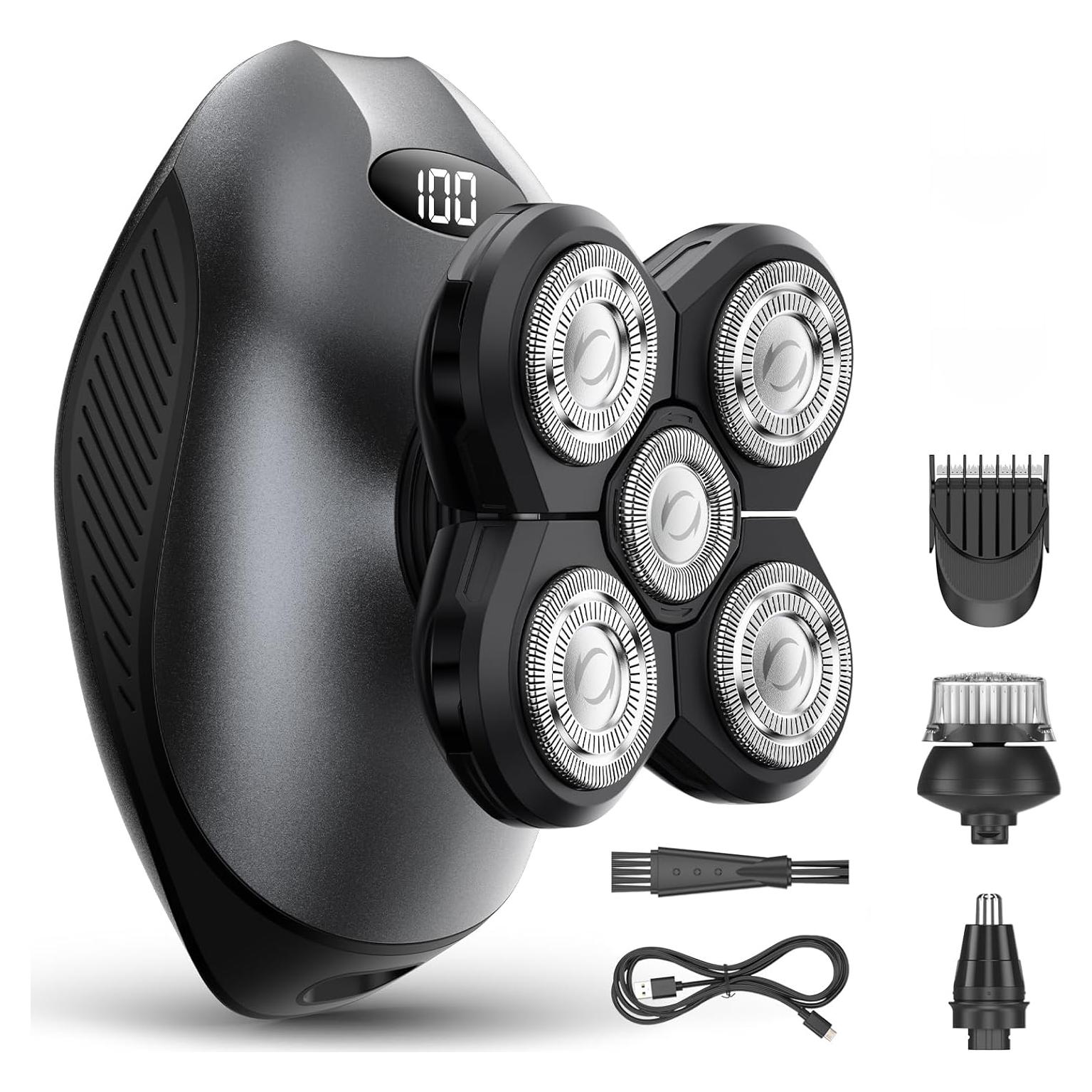 Afeitadora eléctrica 5 en 1 WEQOEE gris, recargable y a prueba de agua