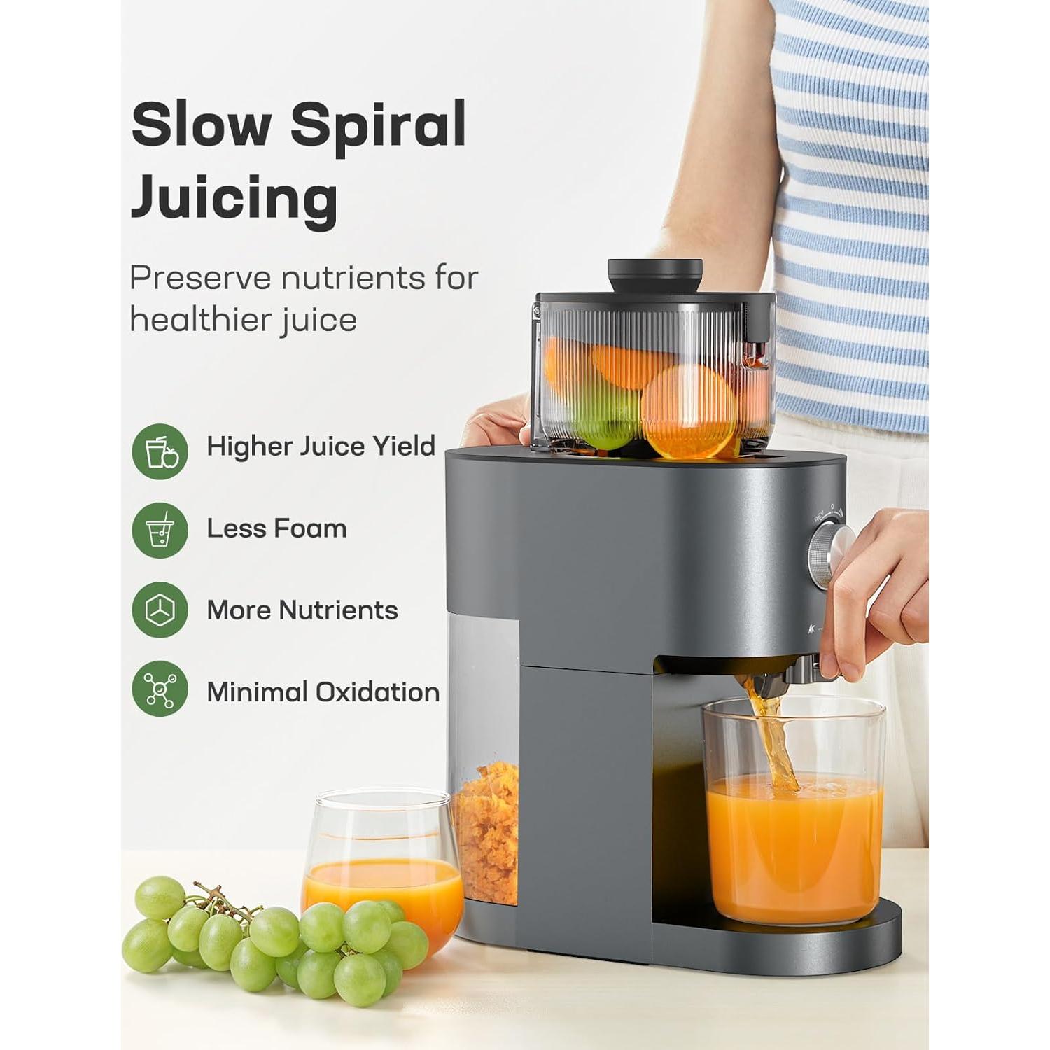 Exprimidor de Prensa Fría Silonn SLMCJ01B, 100W, 13.7cm